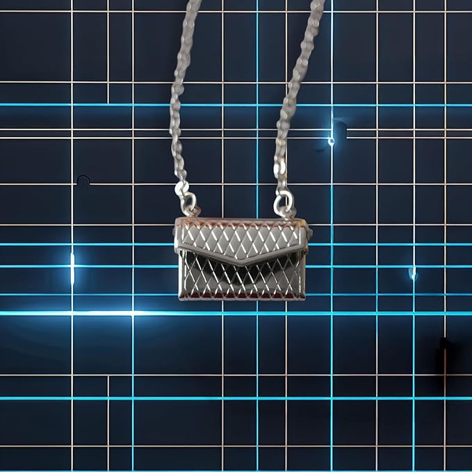 Miniature Alloy Handbag (Gold/Silver Option): 1:12 Scale Fashion Purse with Chain for Dollhouse Wardrobe, Boutique Scene, Adult Collector (Silver)