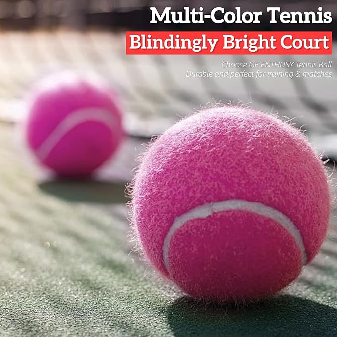 QF ENTHUSY Pink Tennis Balls, 3 Pack Colored Tennis, Suitable for Beginner, Training, Matches & Practice Sessions