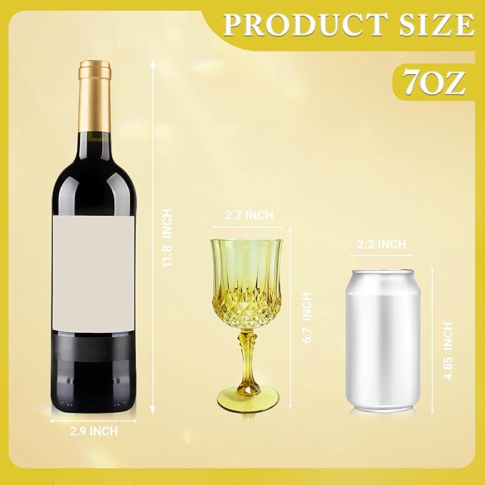 LEYIQU Plastic Wine Glasses, Plastic Goblets Vintage Style Cordial Drinking Glasses for Valentine’s Day, Wedding Reception, Grand Event Party Supplies (100, Gold)