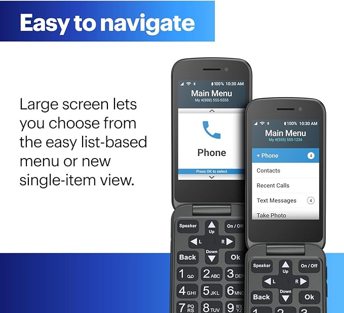 Lively Jitterbug Flip2 - Flip Cell Phone for Seniors - Not Compatible with Other Wireless Carriers - Must Be Activated Phone Plan - Graphite Flip Phone