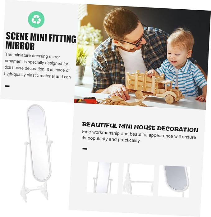 2Sets Miniature Rotating Mirror Decor Doll House Ornaments Realistic Bedroom Accessories for Dollhouse Decoration Present for DIY Enthusiasts