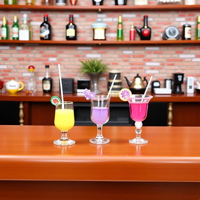 4-Piece 1:12 Scale Mini Bar Set - Hyper-Realistic Resin Wine & Cocktail Bottles for Dollhouse Kitchens, Architectural Models & Photography Props