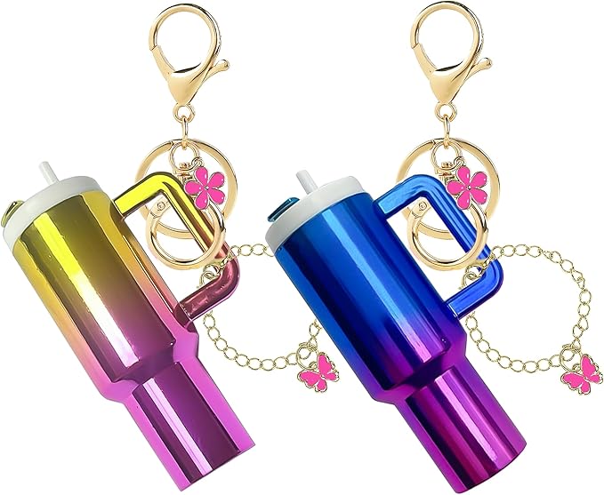 ERTUNA Mini Tumbler Keychain Accessories for Stanley Cup, 2 Way Cute Charms Chapstick Lip Balm Holder for Women Purse Handbag