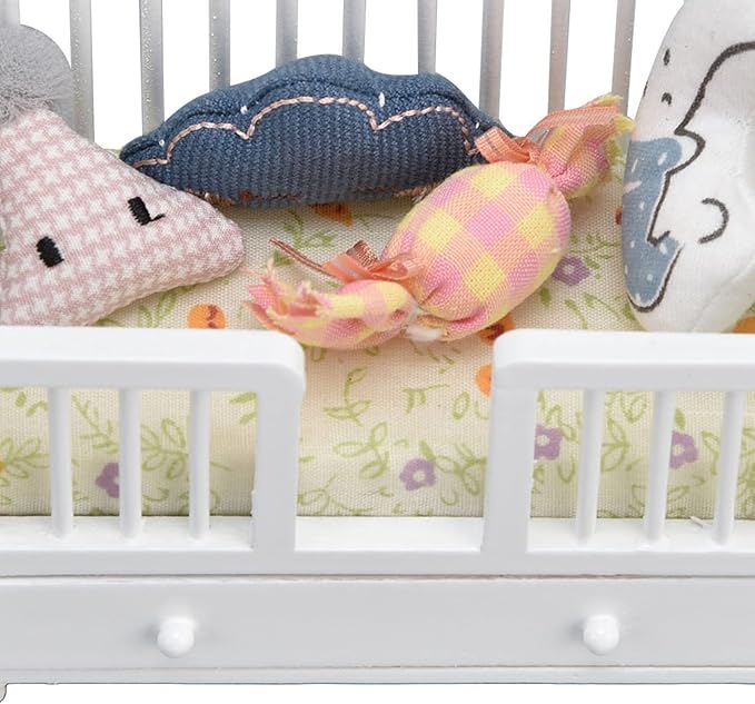 1/12 Miniature Wooden Crib & Cradle Bed - Baby Doll Nursery Furniture Accessories - DIY Miniature Dollhouse Bed