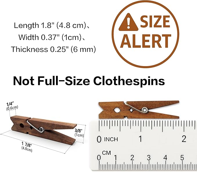 LWR CRAFTS Wooden Small Clothespins 1-7/8" 4.8cm 50 Pieces Per Pack (Jacobean)