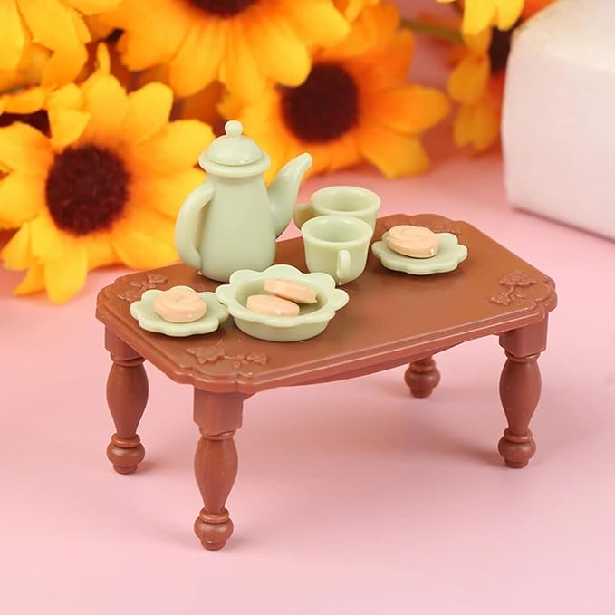 Family Dollhouse Living Room Set — Piano with Bench & Sheet Music, Two Armchairs, Coffee Table, Floor Lamp & Tea Set — Dollhouse Furniture & Accessories for Ages 3+