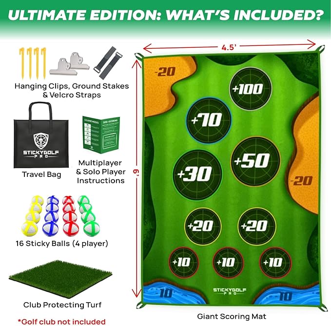 Golf Game for Adults Outdoor Indoor - Backyard Chipping Set with Sticky Balls - Family Entertainment Multi-Player Action - Friend and Party Activity - Gift for Golfers