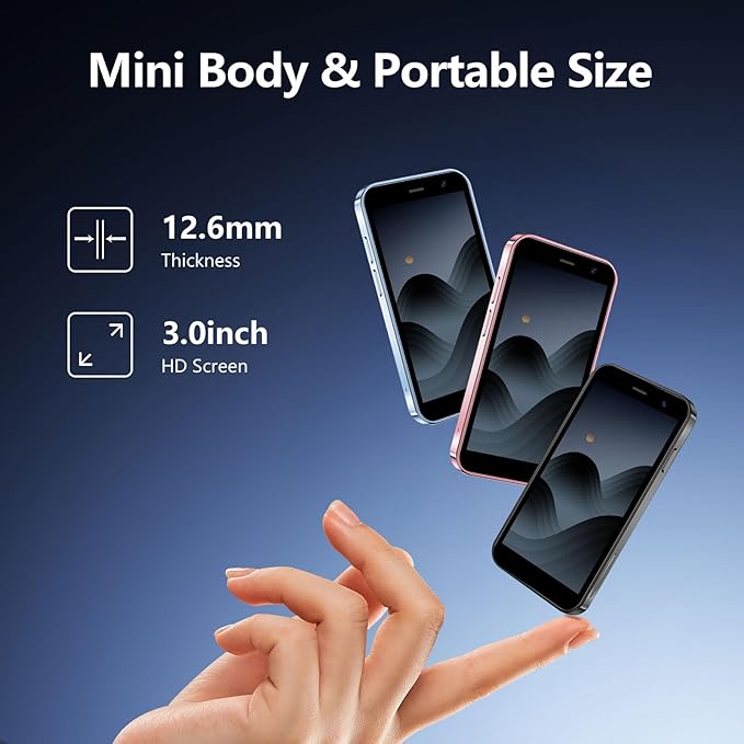 BLKE Max Mini Smartphone 4G Mini Phone for Kids 2000mAh Battery World's Smallest 3.0'' Touch Screen Mobile Phone Cell Phone with Dual SIM Quad Core Face ID GPS for Girls & Boys 2GB+16GB Pink