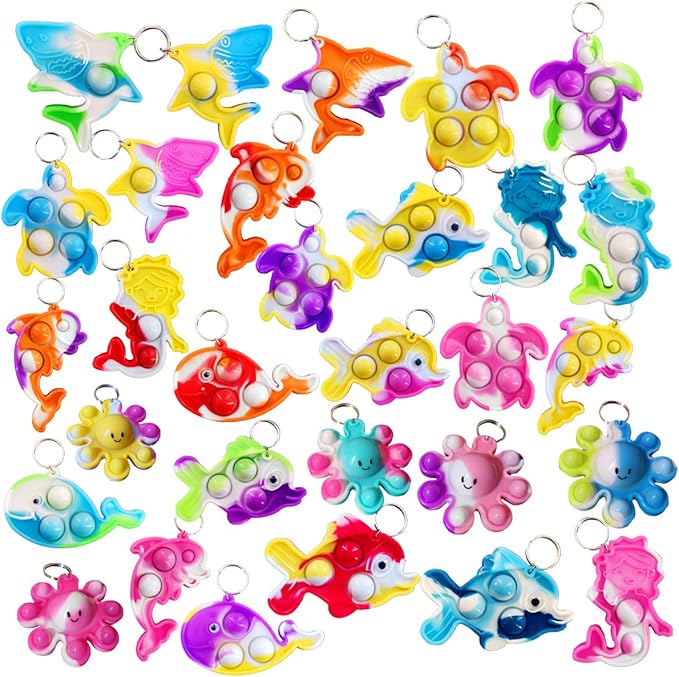 100 Packs Shark Turtle Dolphin Fish Octopus Mermaid Whale Mini Ocean Assorted fidgets for Kids Children Classroom Students Gifts from Teacher,Birthday Party Favors