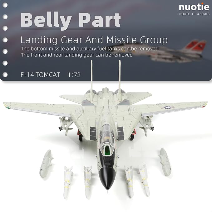 F-14A Tomcat 1/72 Metal Airplane Model Kits with Stand VFA-31 Tomcatters DieCast Alloy Fighter Model Jet Replica Pre-Build Military Aircraft Collection for Display or Gift
