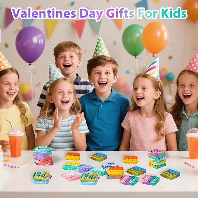 Pop Fidget Toys Bulk Its Party Favors for Kids 4-8 8-12 30 Pack Mini Pop Keychain It Valentines Day Gifts for Kids Small Fidgets for Classroom Prizes Student Gifts Birthday Goodie Bag Stuffers Fillers