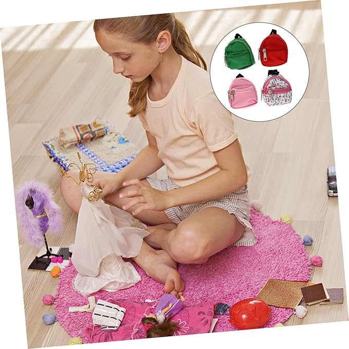 4pcs Mini Doll Backpack Decorative House Accessories for Miniature Collectibles Lightweight Vivid Design for Creative Home Decor for Dollhouses and Handmade Displays
