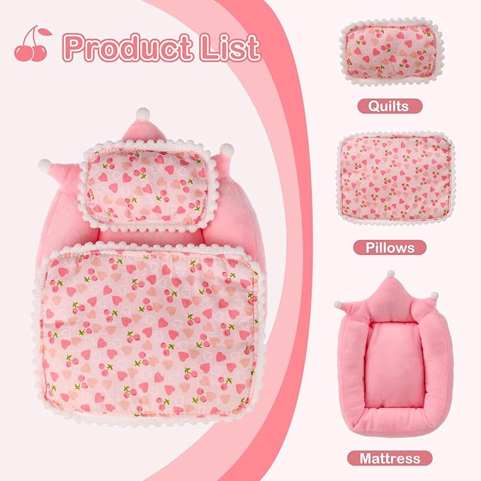 17cm La Booooo Booooo Doll Beds, La Booooo Booooo Furniture, Cherry Pattern Compatible with La Booooo Booooo Dolls
