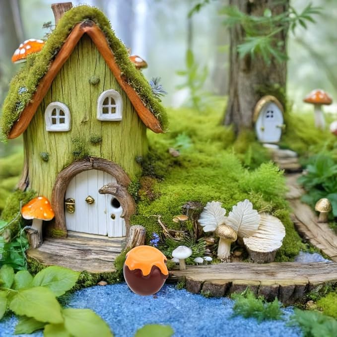 Miniature Dollhouse Honey Jars Set of 10 Resin Mini Honey Pots for Dollhouse Kitchen Scene Decor and Tiny Food Accessories