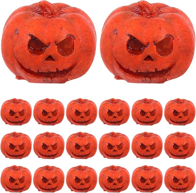 Vaguelly 20pcs Mini Fake Pumpkins: Tiny Resin Pumpkin Figurines Fall Harvest Decor Dollhouse Miniature Accessories Halloween Decoration for DIY Craft Seasonal Displays