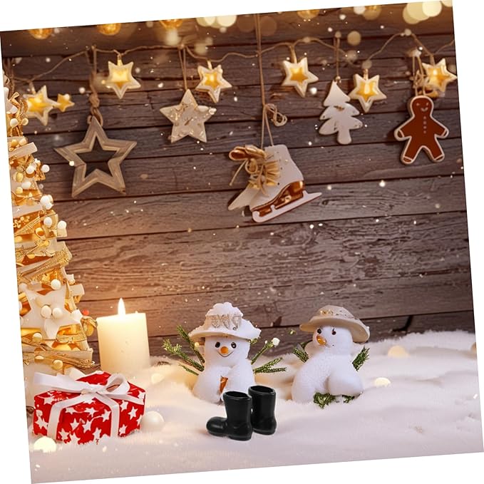 TOYZFRIENDY 100pcs Santa Claus Boots for Dolls Charming Christmas Decorations for DIY Crafts for Holiday Table Centerpieces Black Miniature Shoes