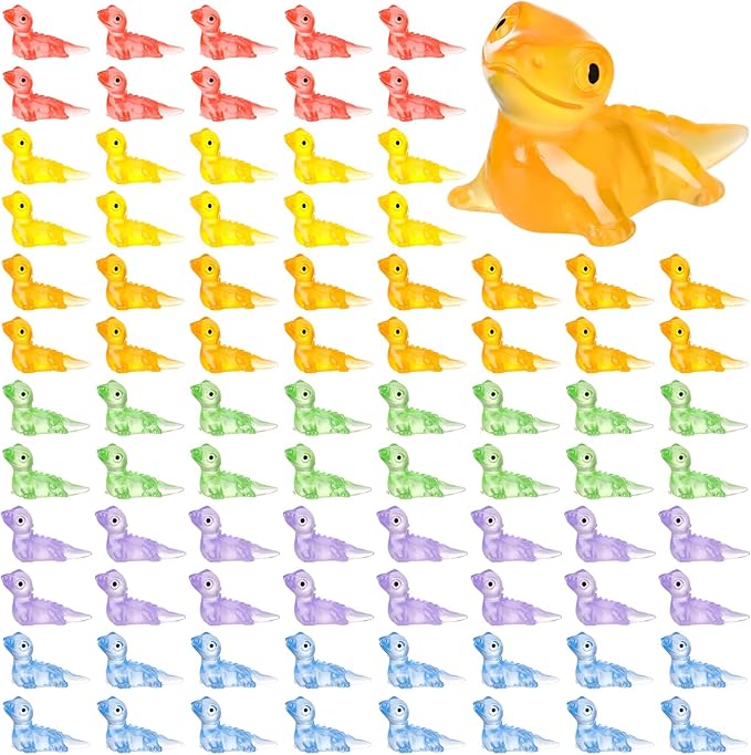 ZhouBoat 120Pcs Mini Glow Lizard Miniature Statue, Luminous Mini Resin Lizard Figure Cute Tiny Lizards Animal Miniature for DIY Garden Moss Landscape Crafts Ornaments