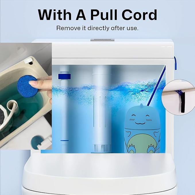 MOGOXION Toilet Bowl Cleaners Automatic Toilet Cleaner for Inside the Bowl Bathroom Toilet Tank Cleaner Dinosaur Shape Design Household with Rope Toulet Cleaning Supplies - Blue Ocean Scent