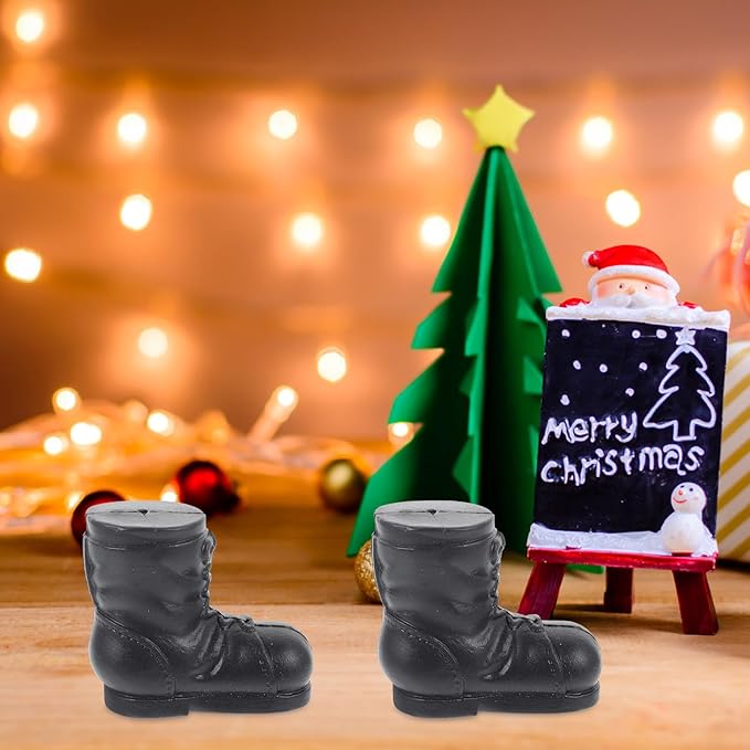 LOGOFUN 10pcs Mini Santa Claus Boots Small Santa Claus Boots Model Christmas Santa Boots Prop for Xmas Party DIY Crafts Accessories - Black