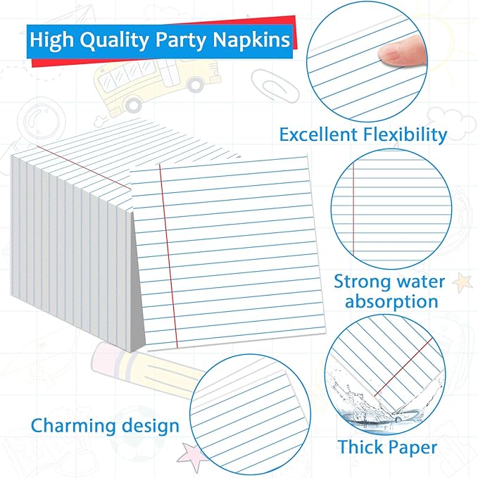 96Pcs Back to School Party Decorations Paper Handwriting Notebook Tableware First Day of School Plates Napkins Graduate Party Supplies for Kindergarten Teacher School Season Supply Serves 24 Guests