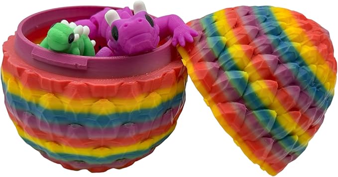Articulating Animal Figurines – 10-Pack Mystery Mini Collectibles in Egg | 35+ Designs, Rainbow Colors, Premium Toys | Unique Gift for Kids & Adults by VDK Printing (MysteryEgg010)