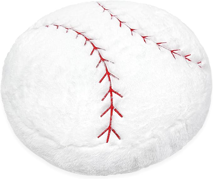 OurHonor Baseball Plush, 18 inch Baseball Pillow Soft Fluffy Football Stuffed Plushies Toy Comfortable Cushion Room Decorations Party Gift for Boy & Girls