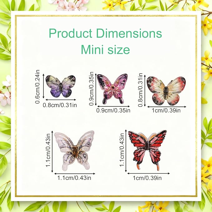 210pcs Mini Resin Butterflies, Beautiful Micro Resin Butterfly Figurines for DIY Fairy Garden Miniature Landscape Doll Houses Decor