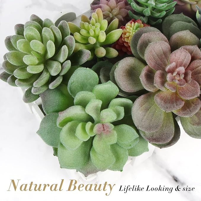 FOIMAS Artificial Succulent Plant,16pcs Large Faux Flocked Succulent Decor for Floral Wall Garden Arrangement Home Office Decoration,Unpotted