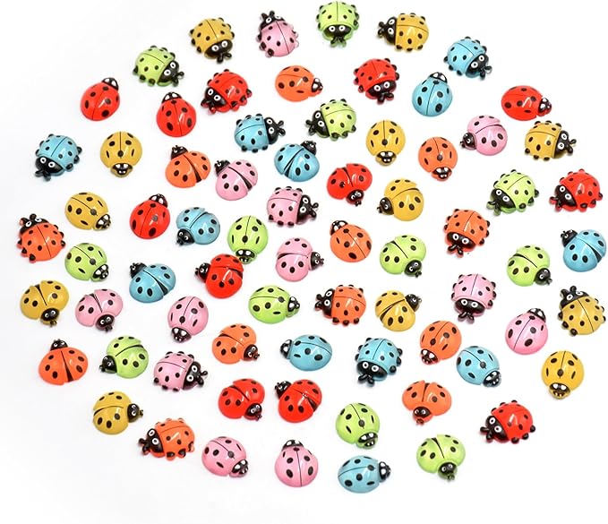 72 Pieces Mini Ladybugs Decor for Crafts Dollhouse Luminous Mini Resin Animals for Dollhouse Micro Fairy Garden Landscape Plant Pots