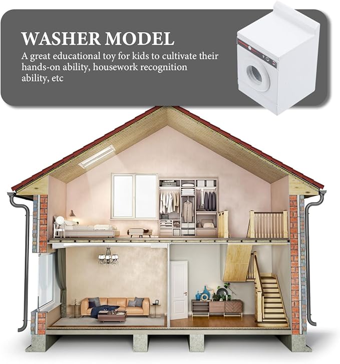 Toyvian Dollhouse Washing Machine Mini Cloth Washer Dryer Model Minihouse Laundry Machine Miniature for Dollhouse Furniture Accessories