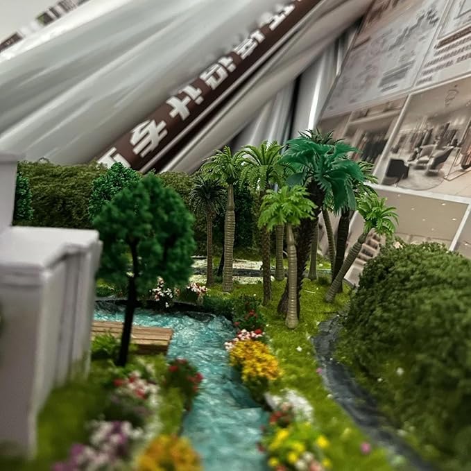OrgMemory 36pcs Palm Trees, Ho Scale Bushes, Plastic Trees for Projects 1.5-6 inch(3-16 cm), Miniature Trees