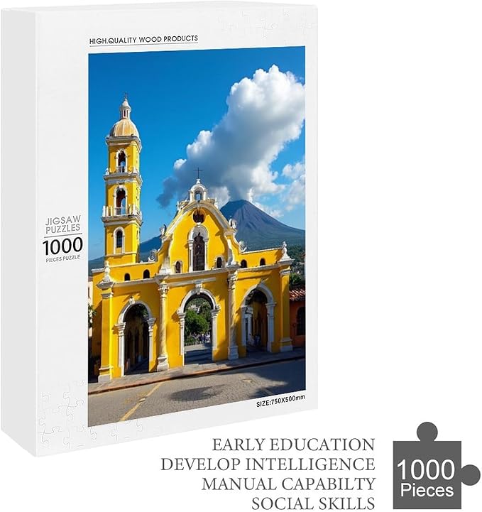 Jigsaw Puzzles for Adults 1000 Piece - Famous Arch and Volcano View Antigua Guatemala Holiday Wooden Puzzle,Unique Gifts for Wall Art，Family Puzzles，Challenge Puzzles Puzzle Games