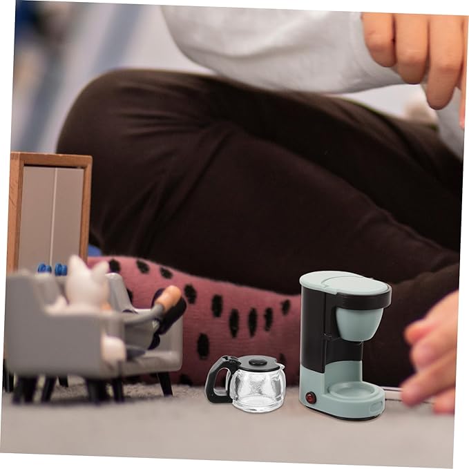 SEWOART Miniature Coffee Maker for Dollhouse Scale Coffee Machine Accessory for Scene Decoration Addition to Tiny House Ornaments and Crafts