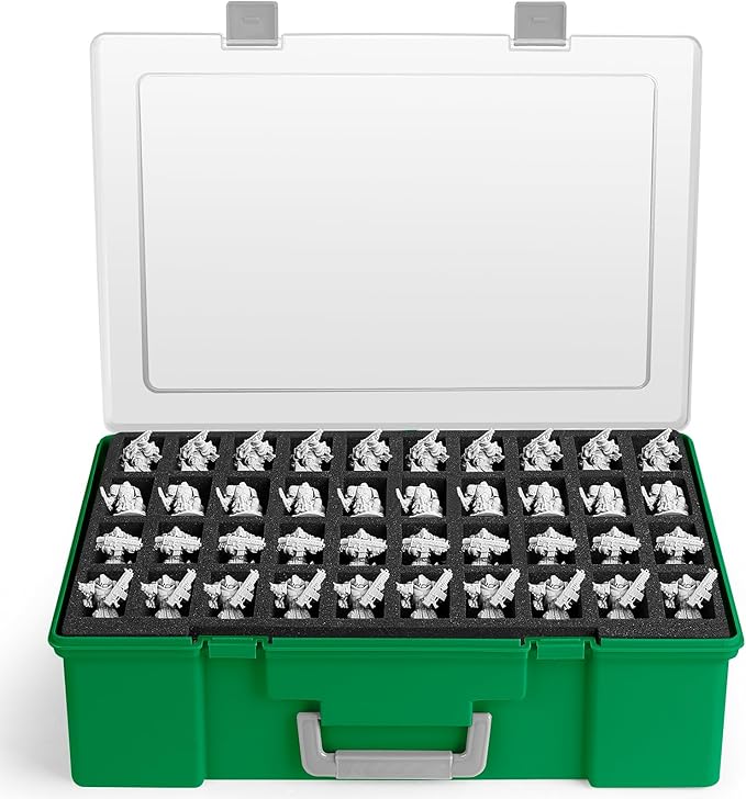 Miniature Storage Carrying Figure Case - 120 Slot Figurine Minature Carrying Case with 3 Foam Layer for Miniatures Compatible with 40k, DND & More (green1)