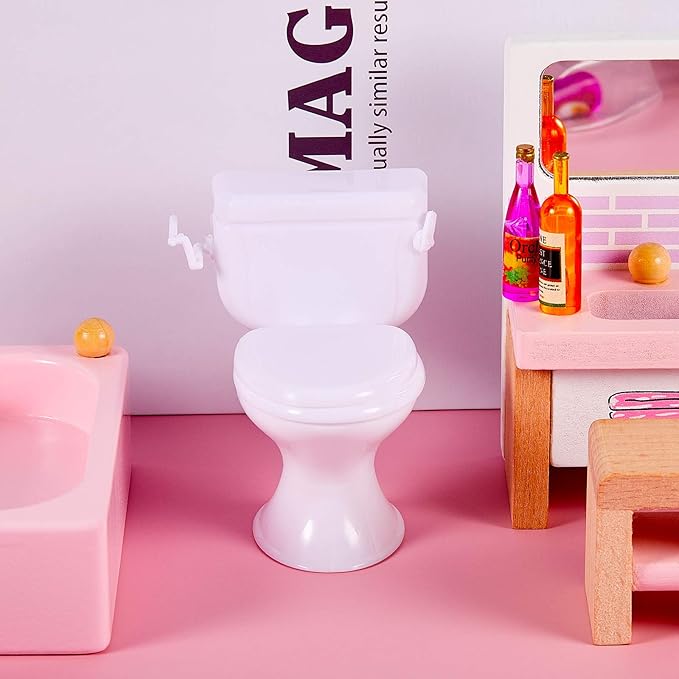Harrycle 10 Pcs Miniature Wine Bottles with 2 Pieces Mini Toilet Cake Topper Dollhouse Cake Accessories Funny Tiny Toy Set for Celebrating Party Favor Birthday Party Decoration