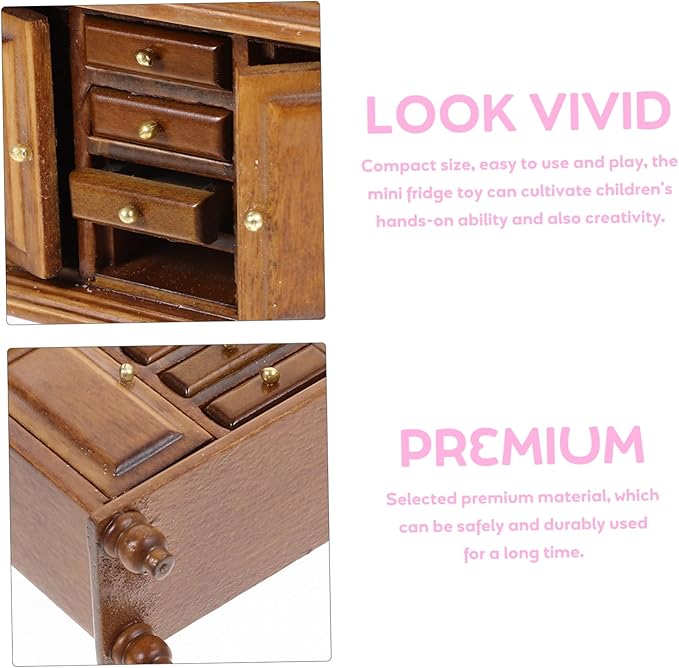 BESTonZON Mini Bookshelf for Dollhouse Scale Tiny Display Cabinet Furniture Natural Texture for Miniature Scenes and Play