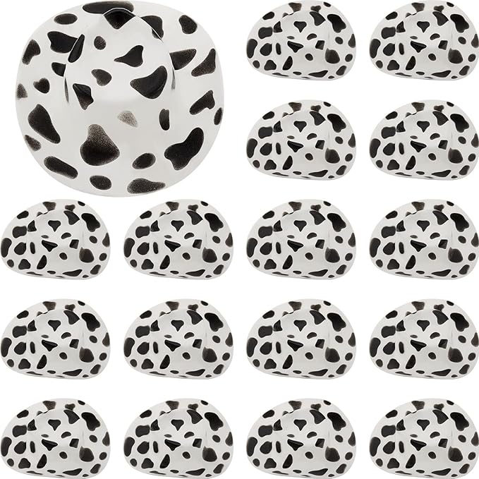 Skylety 20 Pieces Plastic Mini Cowboy Cowgirl Hat Miniature Western Small Doll Hat Cute Doll Cupcake Decoration for Dollhouse Cow Party Decoration(Cow)