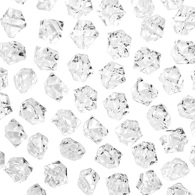 Vase Fillers, 2000 pcs 0.43 x 0.55 inch Fake Ice Rocks, Acrylic Ice Cubes Fake Rocks Fake Crushed Ice Rocks Acrylic Gems for Centerpieces