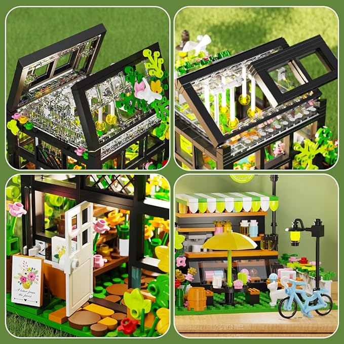 LEGPS YYDS Flower House Building Set with LED, City Street House Flower Shop Building Blocks Toy, Valentine Gift for Girls 8-12 Year, Mini Brick 680pcs