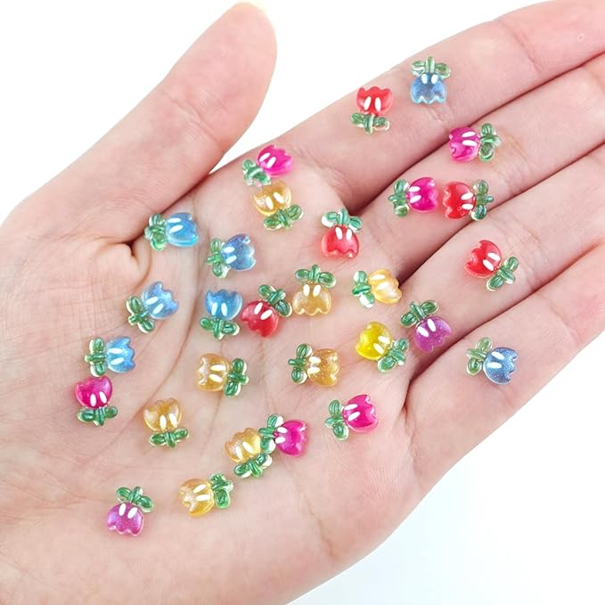 200 Pieces Tiny Tulip Decor for Dollhouse Mini Resin Decor for Crafts Tiny Things for Fairy Garden Micro Landscaping Decoration