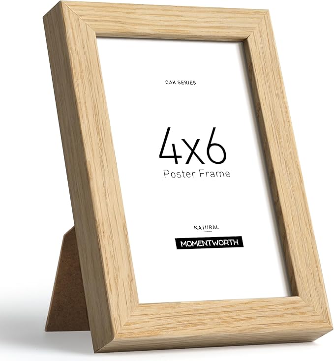 Momentworth 4x6 Picture Frame set of 3, Solid Oak Wood Picture Frames 4x6 with Tempered Glass for Wall Mount & Tabletop(3 Pack,Oak)