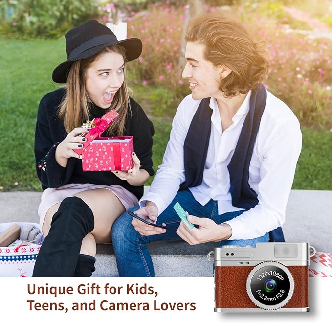LKT 1080P Mini Keychain Camera with 32GB Card & OTG Adapter, Portable Pocket Digital Camera with Retro Filters & Screen, Tiny HD Camcorder for Phone Transfer, Travel, Kids, and Gifts