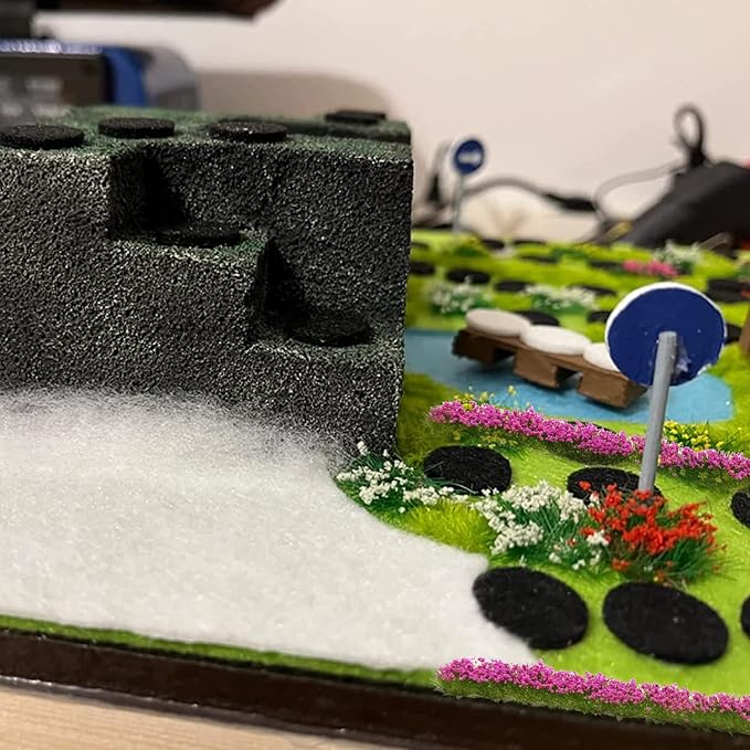 Cayway 3MM Static Grass Tuft Model Grass Tufts Terrain Model Kit Resin Static Scenery Model Miniature Shrubs Bushes and Tweezers for Train Landscape Railway Artificial Grass Modeling