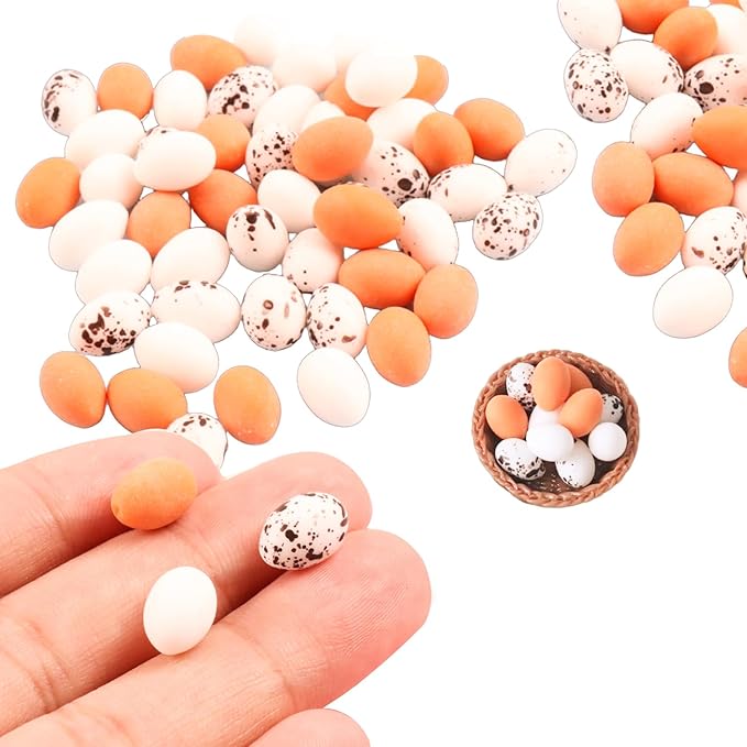 102pcs Miniature Easter Eggs Artificial Mini Bird Eggs Micro-Scene Decorations for DIY Crafts, Micro-Scene, Dollhouse, Easter Party Decorations