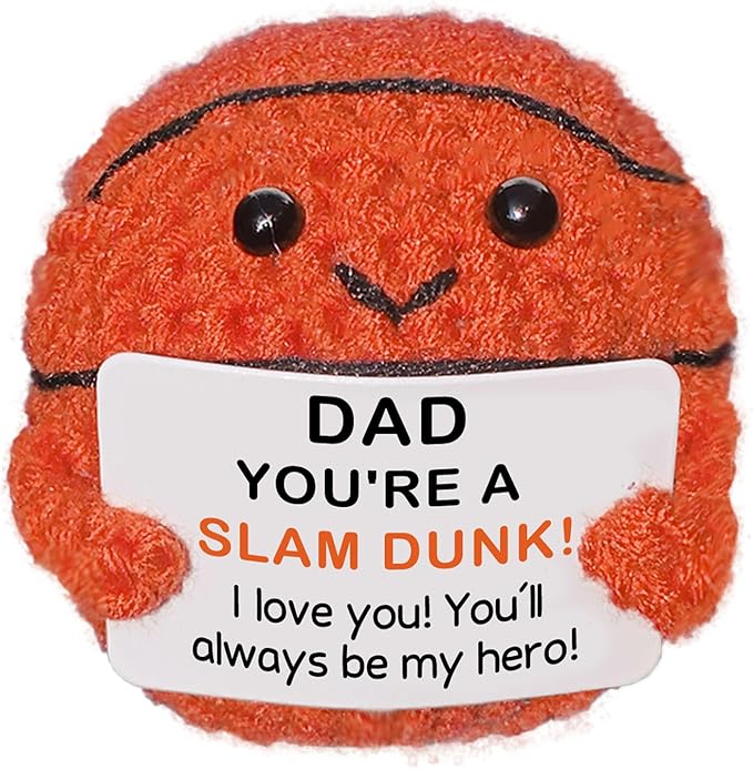 Zelaxeyi Mini Handmade Crochet Basketball for Dad from Daughter, Son or Wife, Cool Christmas & Birthday Present for Dad Father Daddy New Dads, Stocking Stuffer Ideas