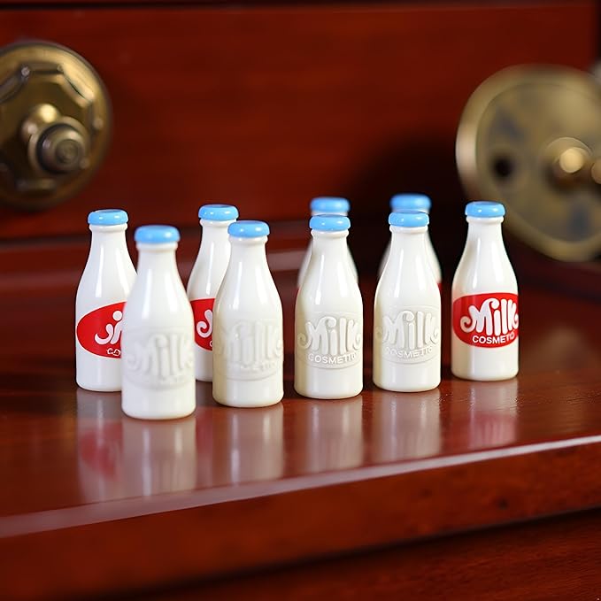 10 Pcs 1/12 Miniature Milk Bottles Dollhouse Decoration Accessories, Home Outdoor Decoration Model Living Room Scene Craft Displays
