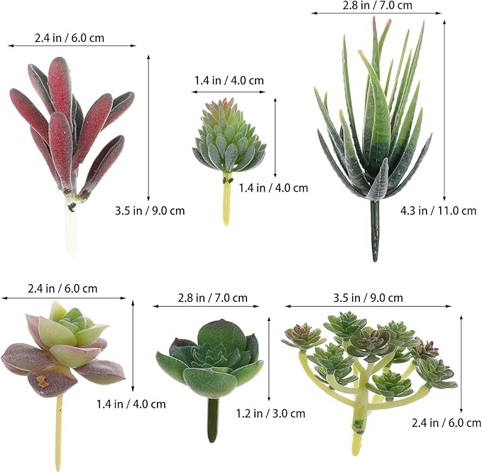 IMIKEYA 6pcs Simulated Succulents Artificial Plants for Outdoors Mini Fake Plants House Decorations for Home Decorative Faux Succulent unpotted Succulents Plants Fake Cactus Cacti Plants