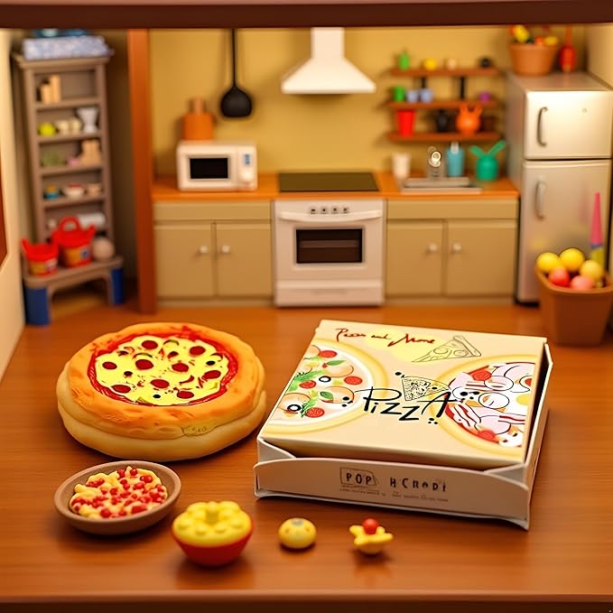 Miniature Pizza Box Set, 1:6 1:12 Dollhouse Food Model Set Doll House Furniture Supplies，Dollhouse DIY Accessories，Dollhouse Furniture Shooting Props