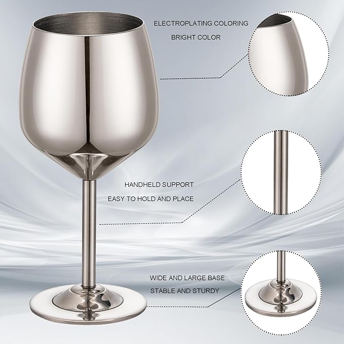 UNISWEET Shot Glasses, 2 oz Shot Glass Set, Stainless Steel Shot Glasses, Mini Wine Glass Perfect for Tasting Brandy,Suitable for family dinner party, bar tools, gifts(set of 2) (Silver)