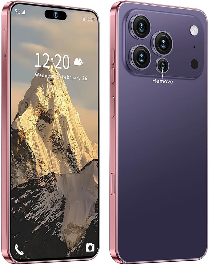 Huness I17PROMAX Smartphone Unlocked Cell Phone,6.99" HD Screen Unlocked Phone,16+512GB Android 15 Battery 7000mAh,Face ID/Dual SIM/5G/Fingerprint Button Unlock/Photos/GPS (Deep Purple, 16+512G)